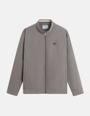 Áo khoác nam lót bông cổ đứng in logo ngực