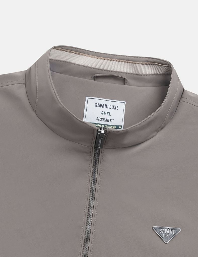 Áo khoác nam lót bông cổ đứng in logo ngực