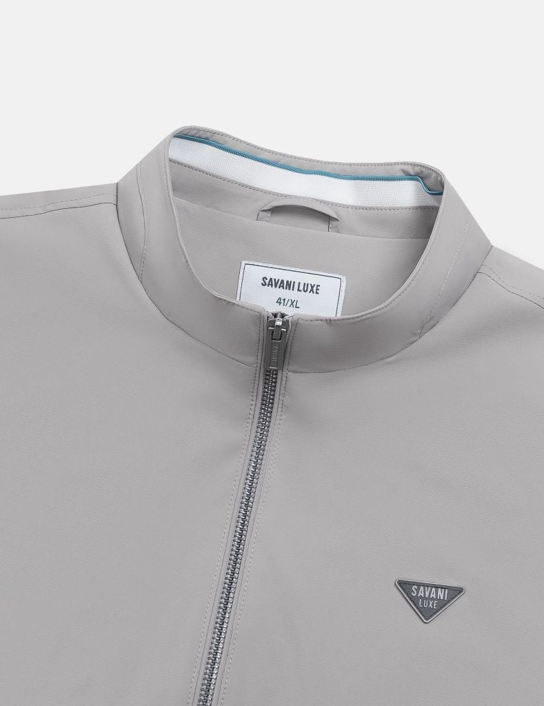 Áo khoác nam lót bông cổ đứng in logo ngực