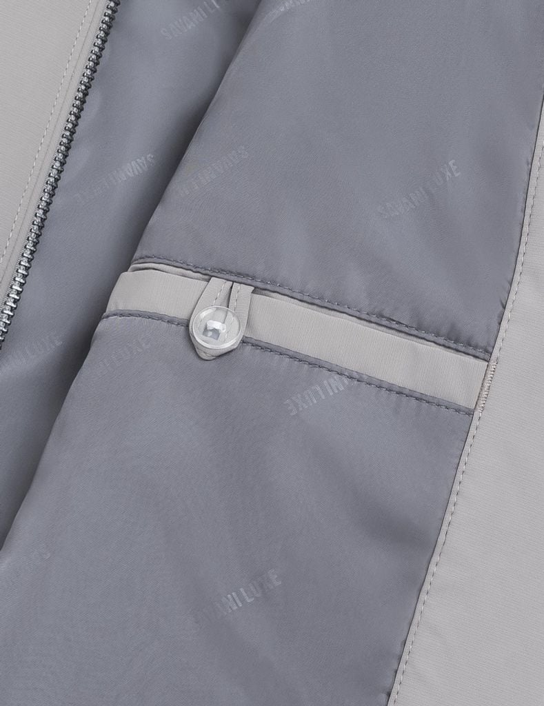 Áo khoác nam lót bông cổ đứng in logo ngực