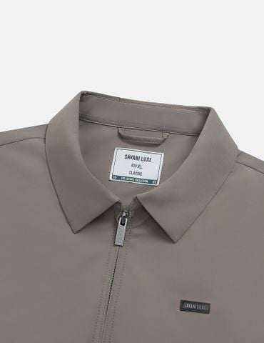 Áo khoác nam lót lông cổ bẻ gắn logo trước ngực