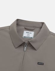 Áo khoác nam lót bông cổ bẻ gắn logo trước ngực