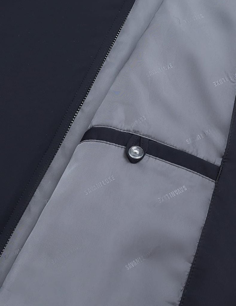 Áo khoác nam lót bông cổ bẻ gắn logo trước ngực