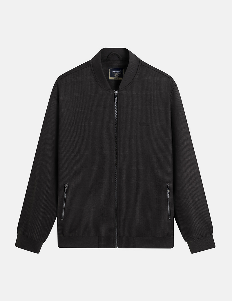 Áo khoác dệt kim nam cổ bomber pack cao su ngực