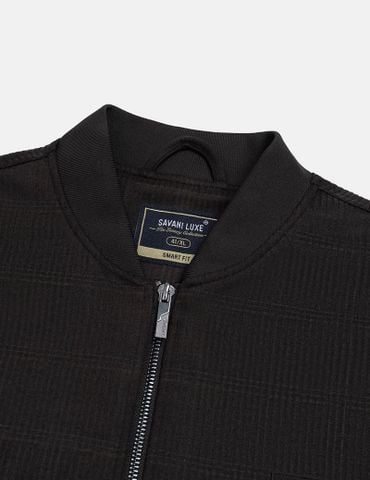 Áo khoác dệt kim nam cổ bomber pack cao su ngực