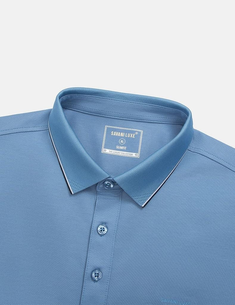 Áo polo ngắn tay nam cổ dệt trơn