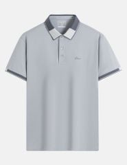 Áo polo ngắn tay nam dệt phối màu in logo trước ngực