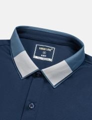 Áo polo ngắn tay nam dệt phối màu in logo trước ngực