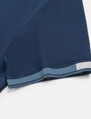 Áo polo ngắn tay nam dệt phối màu in logo trước ngực
