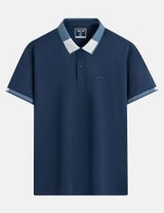 Áo polo ngắn tay nam dệt phối màu in logo trước ngực