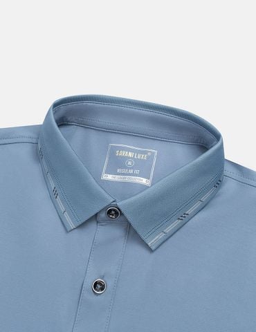 Áo polo ngắn tay nam đính mác kim loại dưới cổ thân sau