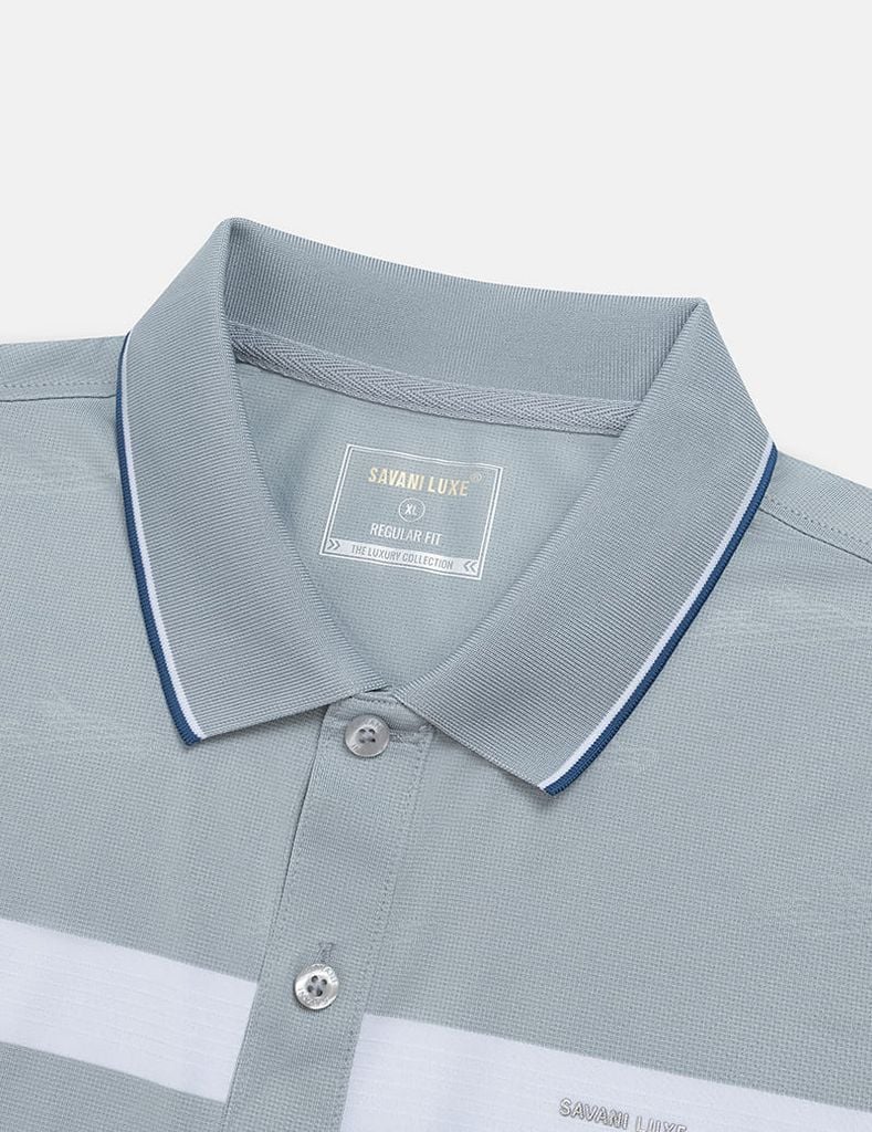 Áo phông có cổ ngắn tay nam dệt kẻ