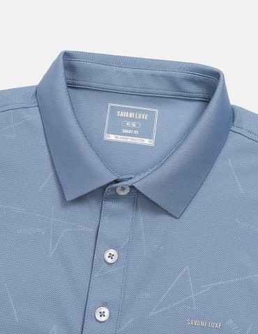 Áo polo nam ngắn tay cổ dệt in tràn
