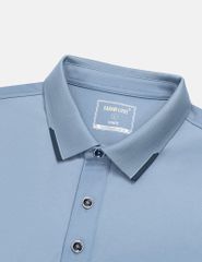 Áo polo nam ngắn tay cổ dệt trang trí