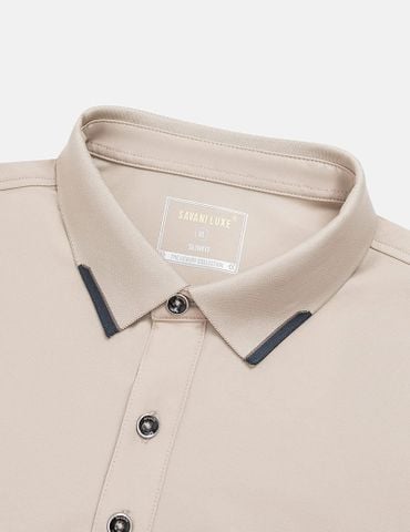 Áo polo nam ngắn tay cổ dệt trang trí