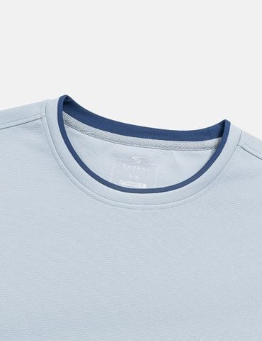 Áo nỉ cổ tròn nam đính mác dệt trên gấu