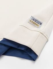 Áo nỉ cổ tròn nam đính mác dệt trên gấu