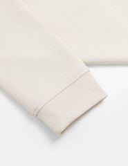 Áo nỉ cổ tròn nam đính mác dệt trên gấu