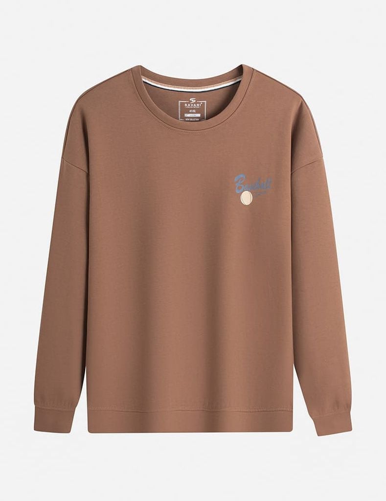 Áo nỉ cổ tròn nam hình in trước ngực dáng rộng