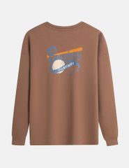 Áo nỉ cổ tròn nam hình in trước ngực dáng rộng