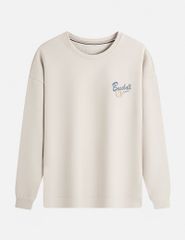 Áo nỉ cổ tròn nam hình in trước ngực dáng rộng