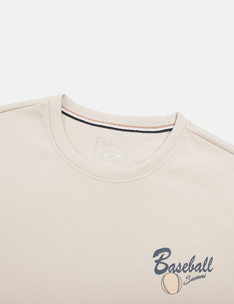 Áo nỉ cổ tròn nam hình in trước ngực dáng rộng