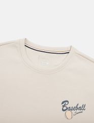 Áo nỉ cổ tròn nam hình in trước ngực dáng rộng