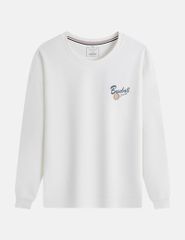 Áo nỉ cổ tròn nam hình in trước ngực dáng rộng