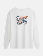 Áo nỉ cổ tròn nam hình in trước ngực dáng rộng