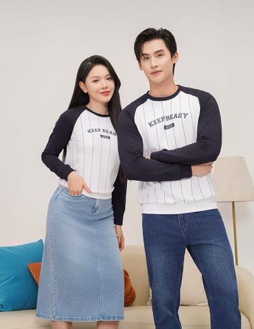 Áo nỉ cổ tròn nam phối hình in giữa ngực