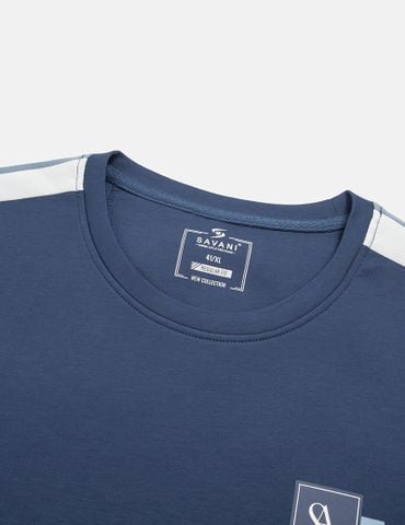 Áo nỉ cổ tròn nam phối dọc 2 bên tay in logo trước ngực