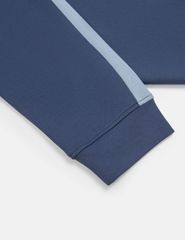 Áo nỉ cổ tròn nam phối dọc 2 bên tay in logo trước ngực