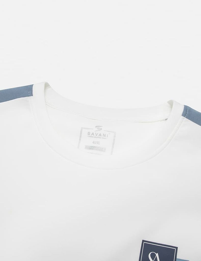 Áo nỉ cổ tròn nam phối dọc 2 bên tay in logo trước ngực