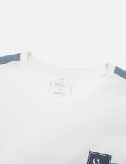 Áo nỉ cổ tròn nam phối dọc 2 bên tay in logo trước ngực