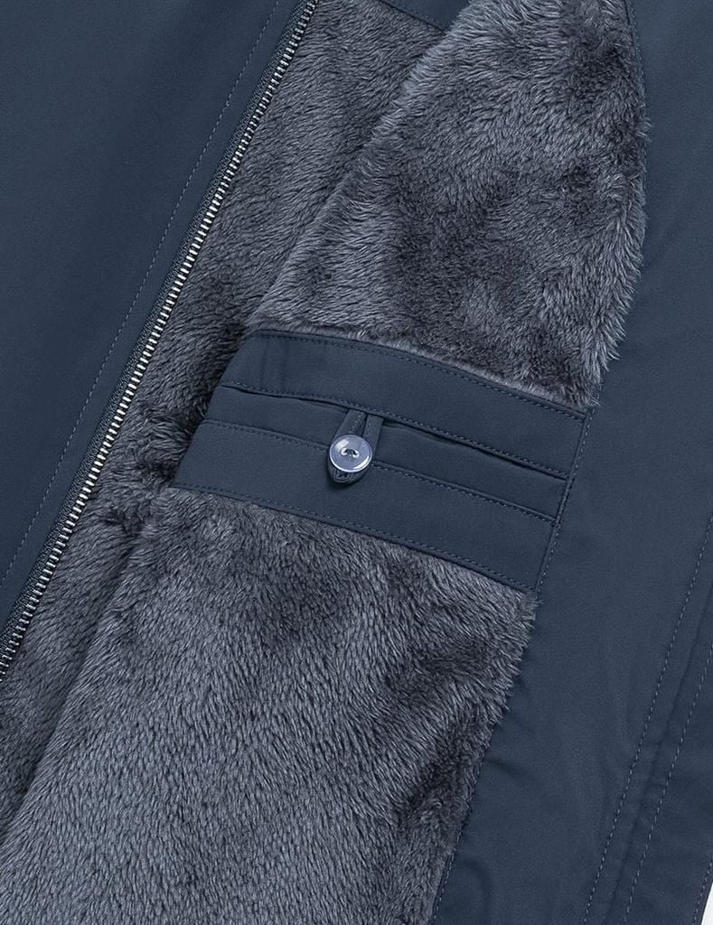 Áo khoác lót lông nam cổ dựng logo ngực