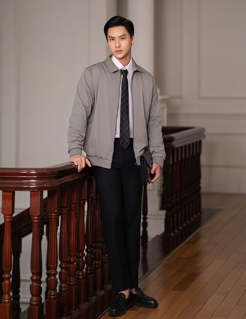 Áo khoác nam lót lông cổ bẻ