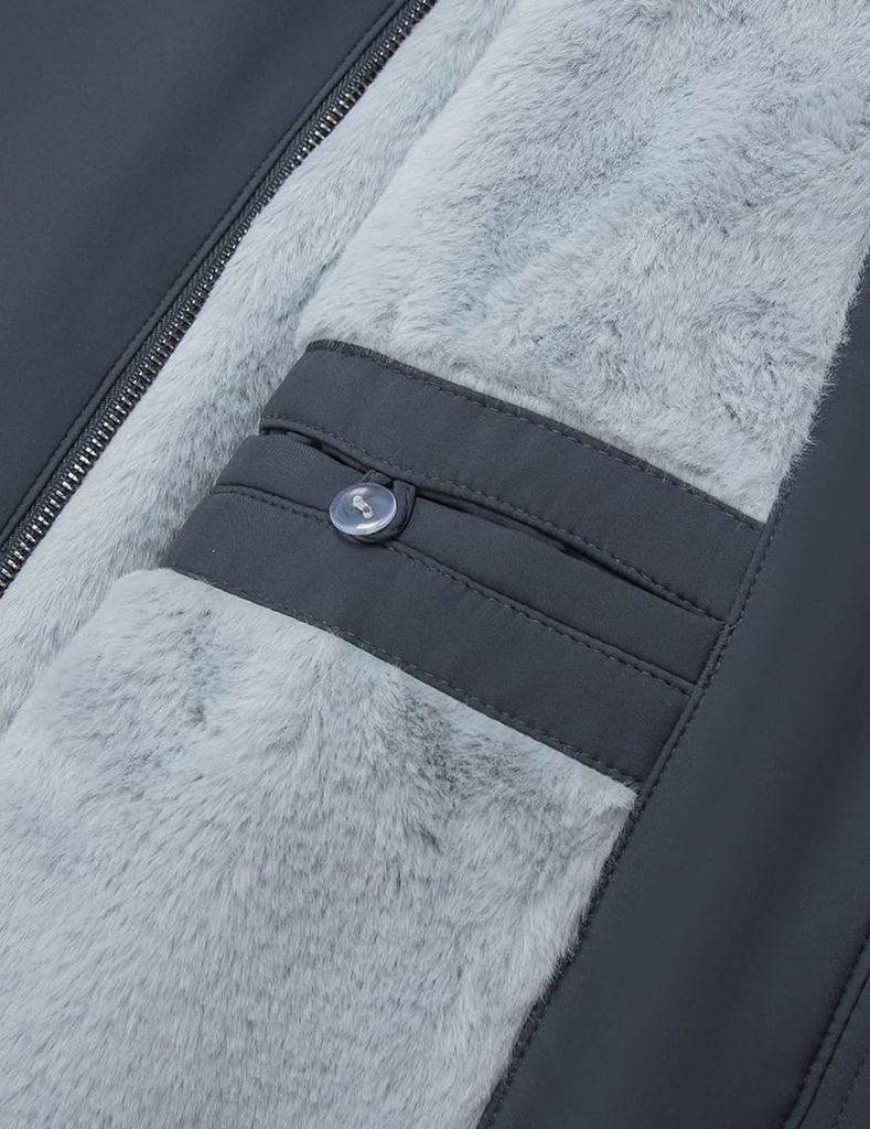 Áo khoác lót lông nam đính logo trước ngực