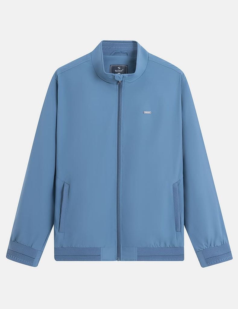 Áo khoác nam lót thường cổ đứng đính logo trước ngực