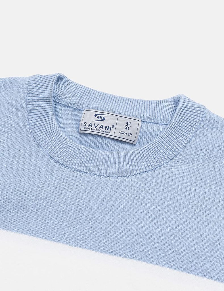 Áo len cổ tròn nam phối màu