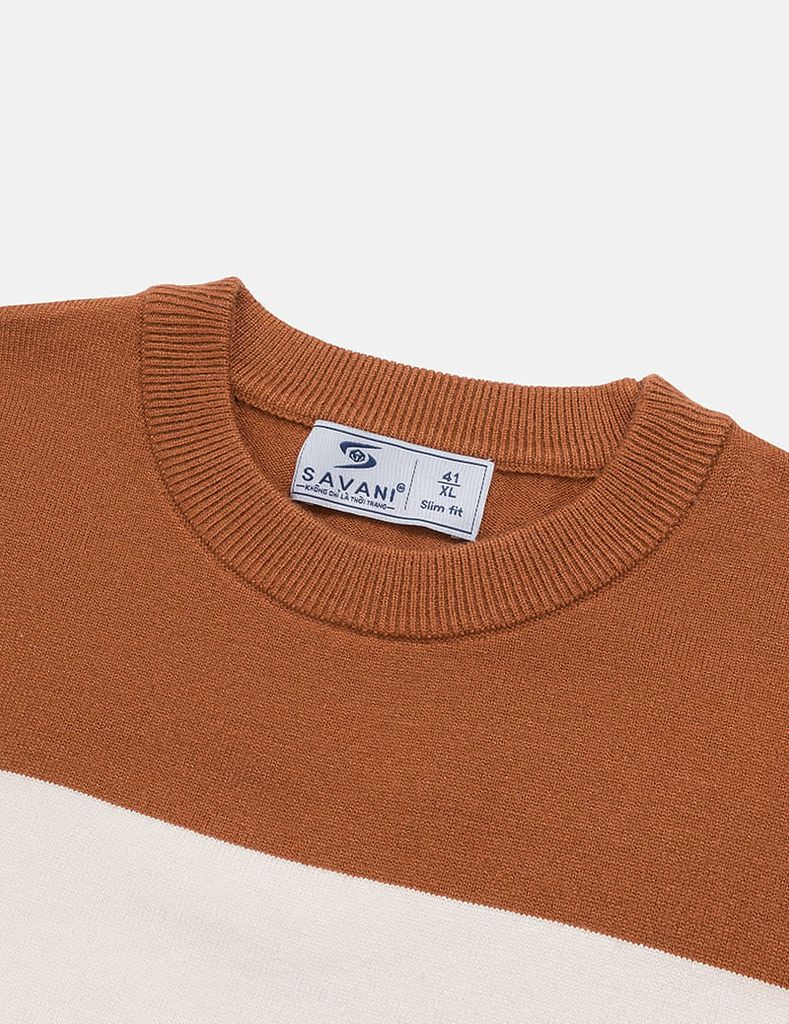 Áo len cổ tròn nam phối màu