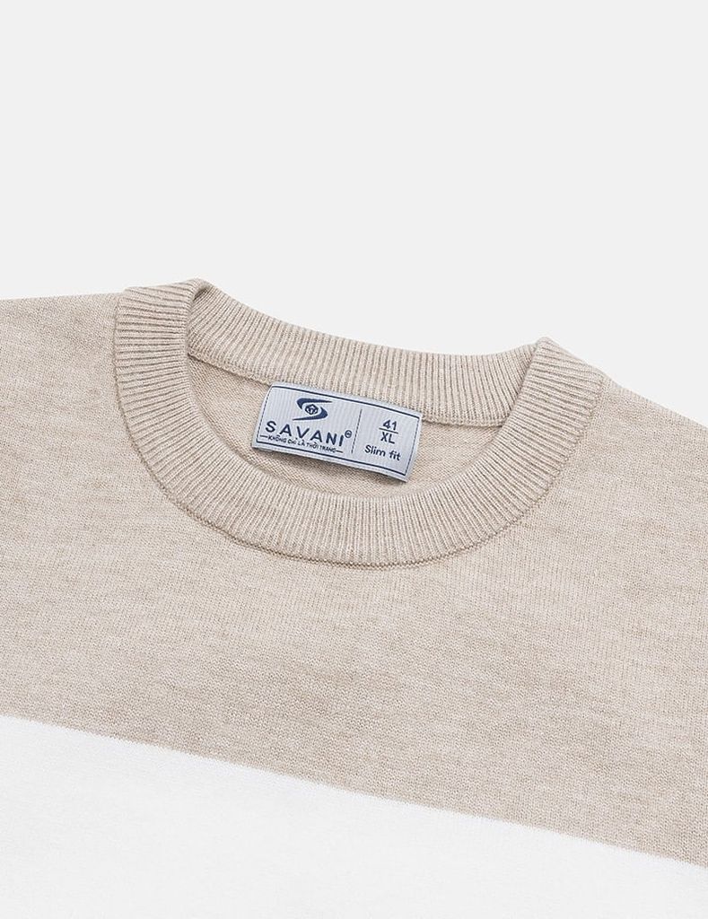 Áo len cổ tròn nam phối màu