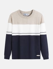 Áo len cổ tròn nam phối màu