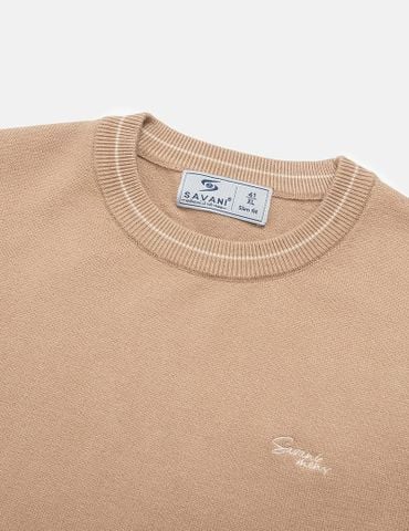 Áo len cổ tròn nam line cổ tay áo