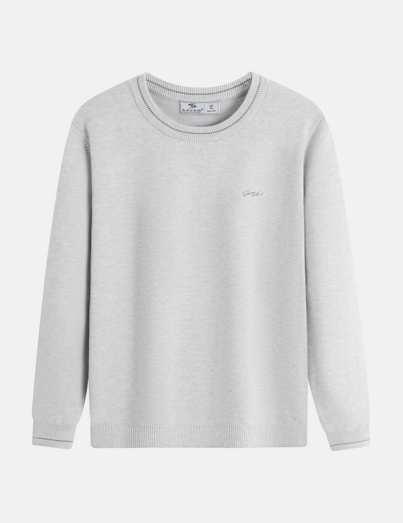 Áo len cổ tròn nam line cổ tay áo