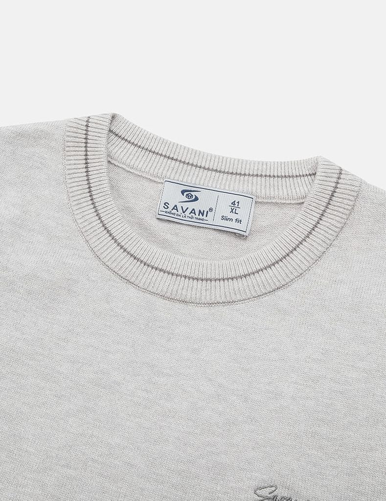 Áo len cổ tròn nam line cổ tay áo