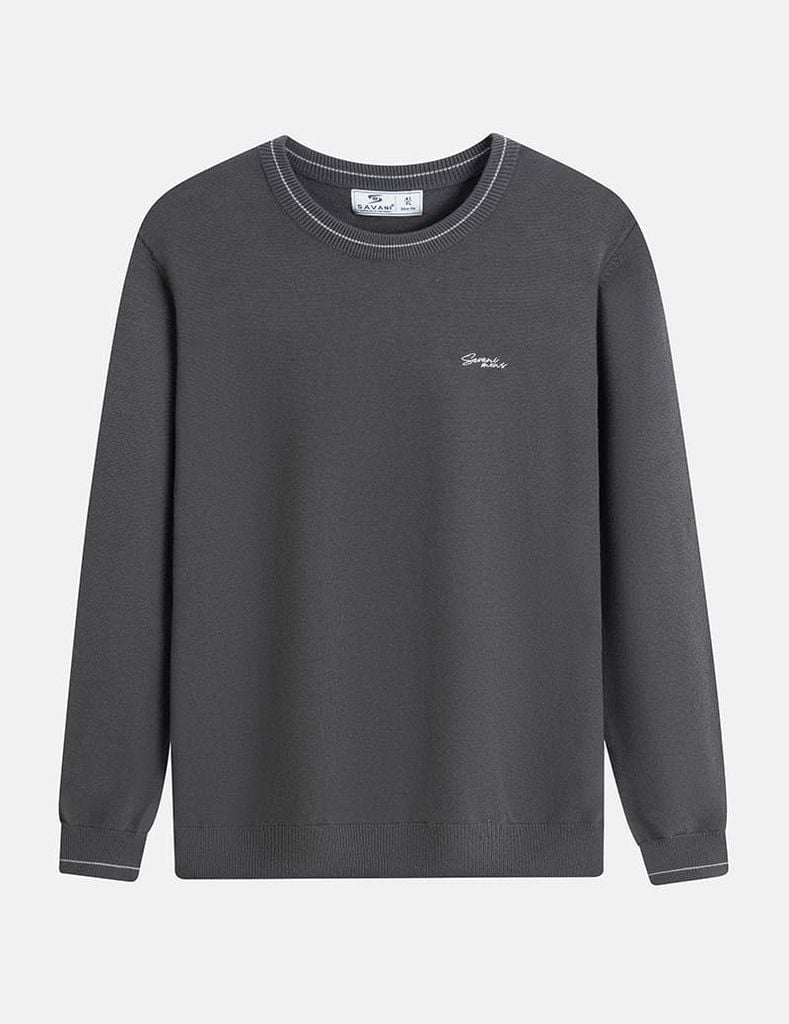 Áo len cổ tròn nam line cổ tay áo