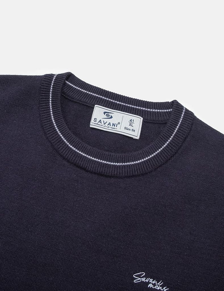 Áo len cổ tròn nam line cổ tay áo