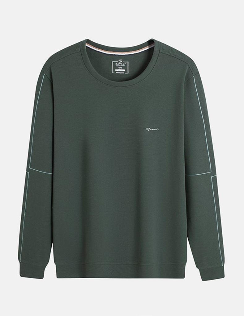 Áo nỉ cổ tròn nam in hai tay