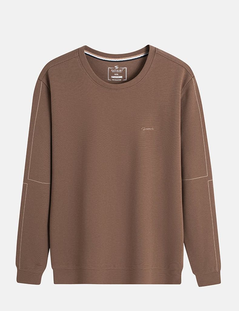 Áo nỉ cổ tròn nam in hai tay