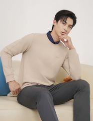 Áo nỉ cổ tròn nam in hai tay